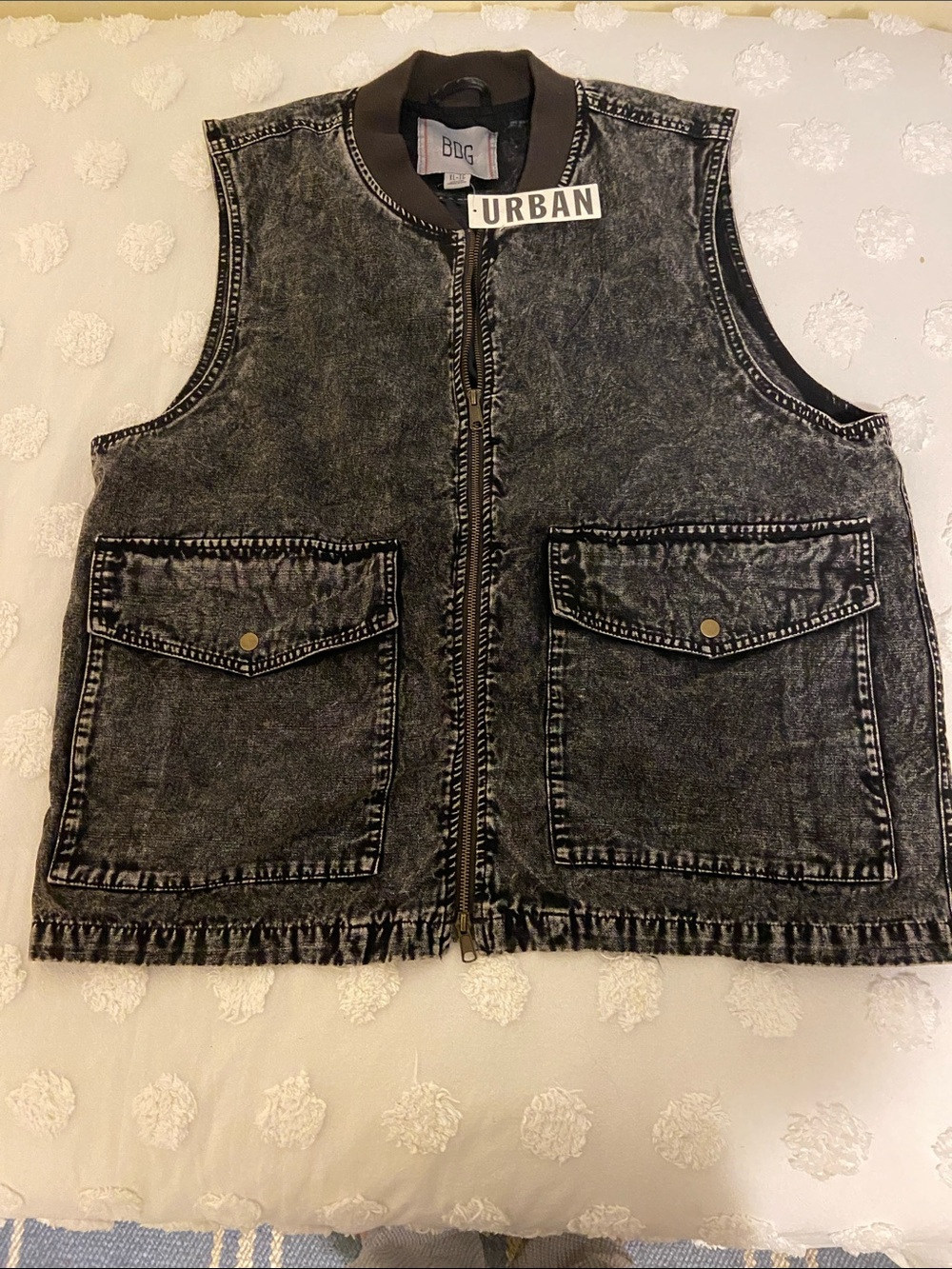 BDG Black Washed Denim Utility Vest